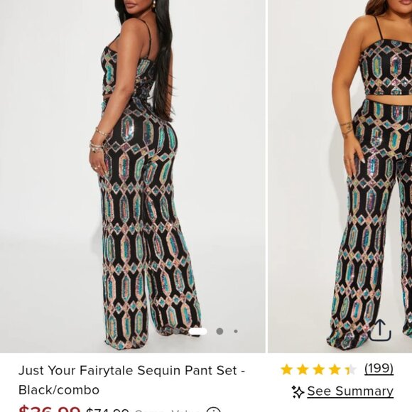 Fashion Nova Two Piece Sequin Sexy Set Cropped Top - Picture 3 of 3